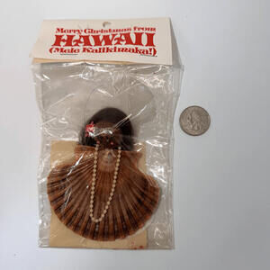 Vtg 1984 Island Da Kine Hawaii Christmas Ornament Seashell Macadamia Angel